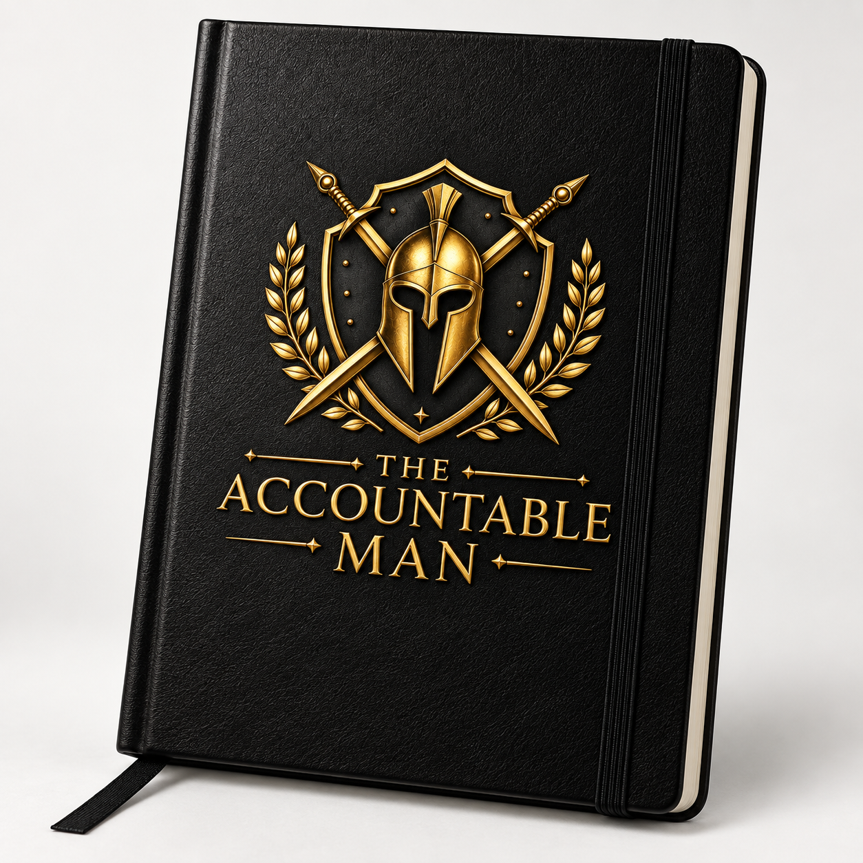 The Accountable Man notebook — black with gold emblem